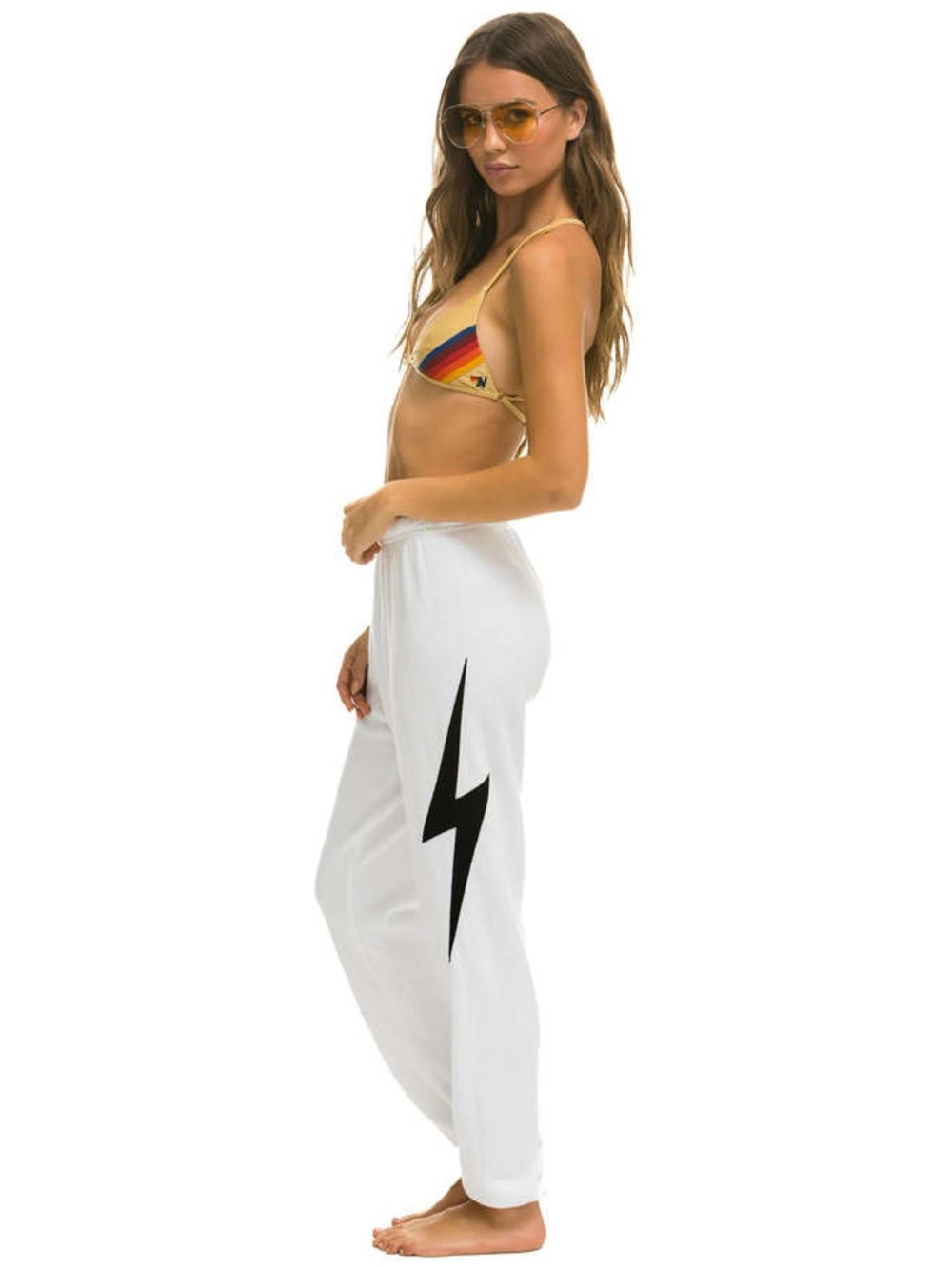Aviator Nation Bolt Sweatpants Vintage White Black Size Small Joggers Lounge GUC